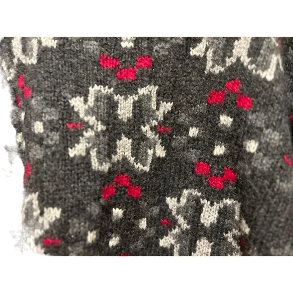 J.Crew 100% Wool Knitted Nordick Crewneck Pullover Sweater Red Gray Size L